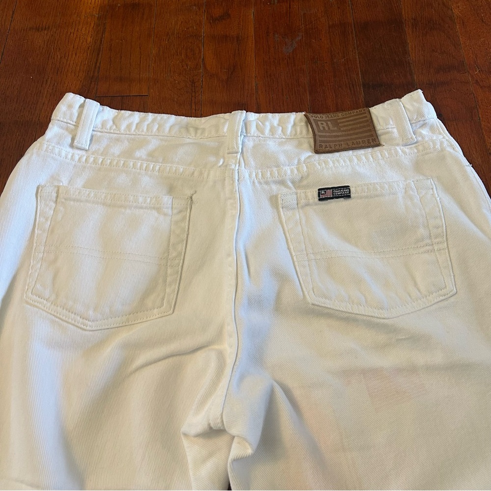 Vintage Polo Ralph Lauren White Baggy Straight Leg Preppy Denim Jeans - Picture 5 of 7
